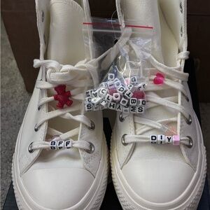 White Converse with Pink DIY Accent Bead Charms